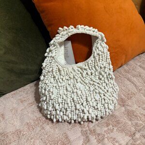 White Beaded Shoulder Bag - Handcrafted in India- VIRAL ONLINE - NWT